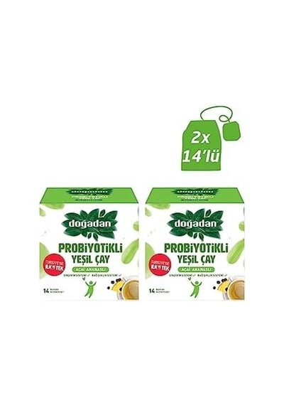 Doğadan Probiyotikli Yeşil Çay Açai Ananas 14lü X2