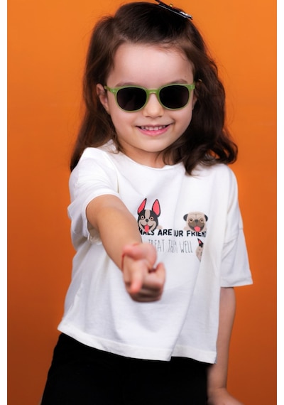 Yeni-unisex Polarize Yeşil Çocuk Güneş Gözlüğü 3-6 Yaş Yeşil