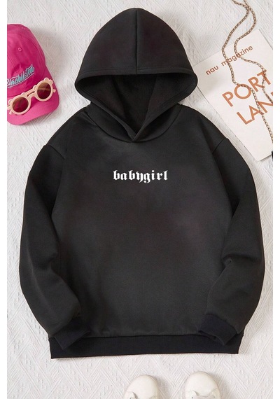 Uyguntarz Baskılı Erkek - Kız Çocuk Rahat Kalıp Sweatshirt Siyah