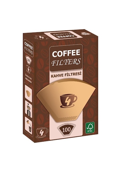 Coffee Filters 1/4 4 Numara Filtre Kahve Kağıdı Paket Brown 100 Adet