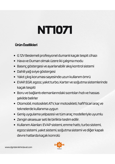 Nt Tools 12v Evap Dumanlı Kaçak Tespit Dedektörü