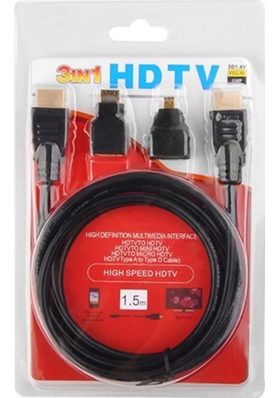 Hdmi 3In1 Set Hdmı Mini Hdmı Mikro Hdmı Full Hd 1080P V1.4 Set