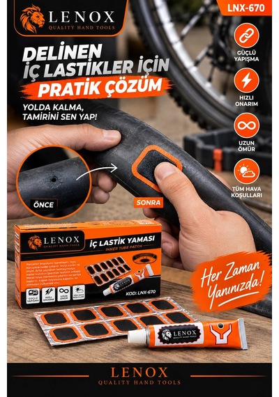 İç Lastik Yama Seti Yapıştırıcılı Bisiklet Lastik Tamir Kiti Pratik Onarım Seti Lenox Lnx-670