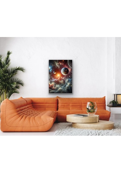 Gezegenler Kanvas Tablo 70x100cm Çok Renkli