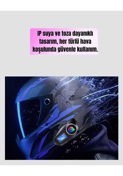 Northcity Lcd Ekranlı Bluetooth Kask Kulaklığı Fm Radyo Ve Sd Kart Girişli - 500m İnterkom Ve Gürültü Önleyici