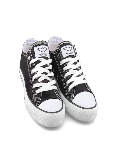 Waves 700 Unisex Keten Sneaker Ayakkabı Siyah Beyaz 38 Beyaz - Siyah