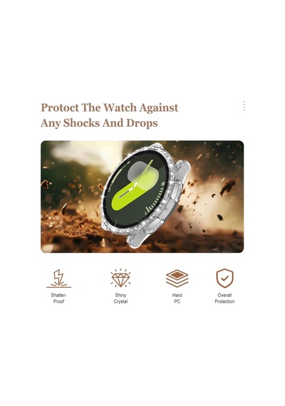 Samsung Galaxy Uyumlu Watch 8 40mm Tek Sıra Taşlı Kasa Koruyucu Ekran Koruyucusuz Teksıra