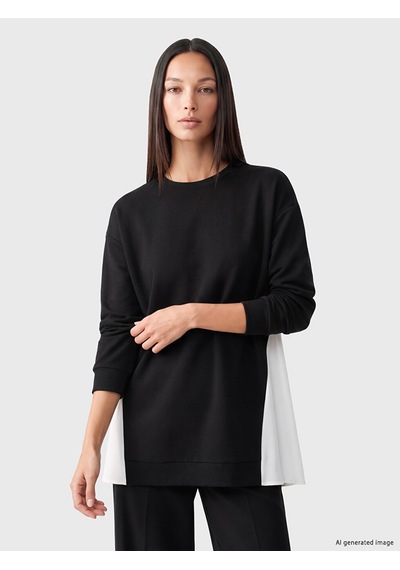 Lcw Everyday Siyah Soft Touch Kadın Sweatshirt Tunik