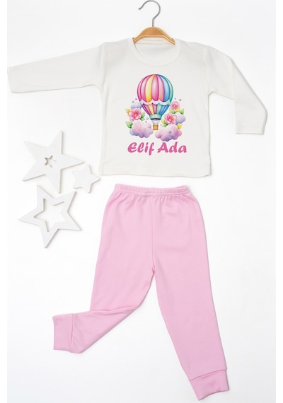 Pia Baby İsme Özel Kız Çocuk 2 Adet Pijama Takımı %100 Pamuk Penye İsim Baskılı Kişiye Özel Kreş Pijaması Hediye Seti 10494p15pi Krem