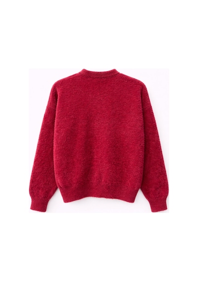 Hiccup Mixray Oversize Jakarlı Düğmeli Hırka Bordo - Kırmızı