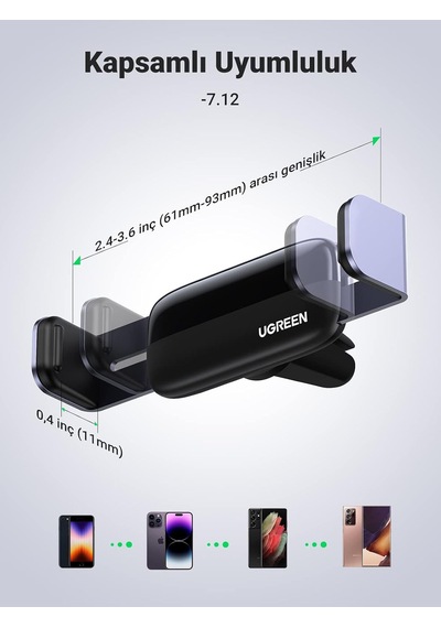 Araç Telefonu Tutucu Döndürme Alüminyum Kol İphone İle Uyumlu Galaxy Huawei Redmi Siyah 2 Mixed