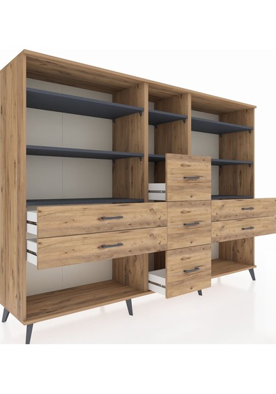 Hyperion Dolap 8 Raflı 7 Çekmeceli 220x44x163 Çam-antrasit/çam Çam-antrasit/çam Hyperion Dolap 8 Raflı 7 Çekmeceli 220x44x163 Çam-antrasit/çam Çam-antrasit/çam