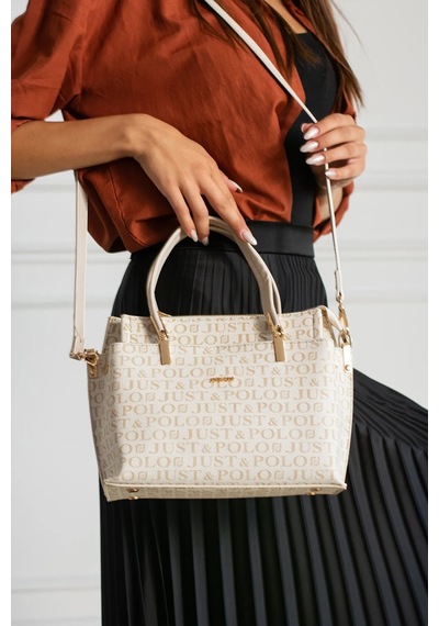 Just Polo Kadın Monogram Baskılı Yeni Sezon El Ve Omuz Çantası 232031mh Krem