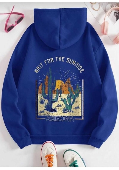 Kozia Outdoors Malkoçbey Baskılı Oversize Unisex Sweatşirt Mavi Mavi