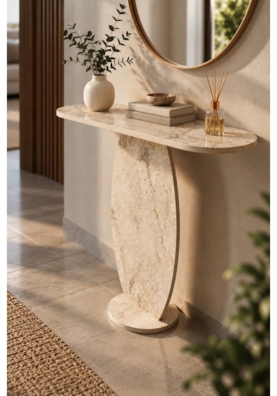 Sulorahome Modern Traverten Dresuar Konsol Masası