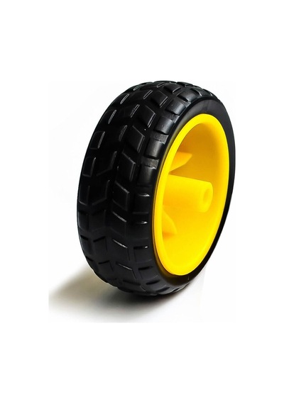 Tt Tekerlek 2.5x6,8cm Plastik Sarı Oyuncak Araba Rubber Lastik Robot Akılı Araç