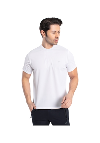 Crozwise 7134-08 Waffle Bisiklet Yaka Erkek Petek Dokuma T-Shirt Beyaz