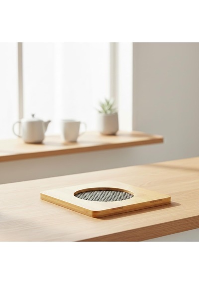 Kare Bambu Nihale Metal Fileli, Isıya Dayanıklı Tencere Ve Çaydanlık Altlığı 16,5 X 16,5 Cm Diğer