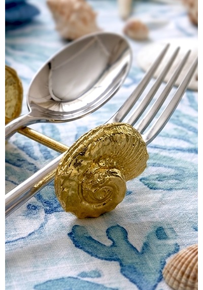 2'li Metal Gold Sarmal Çatal Kaşık Bıçak Standı Altın