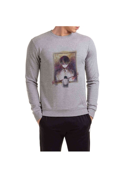 Anime Tokyo Ghoul Anteiku Baskılı Gri Erkek Örme Sweatshirt (530953670)