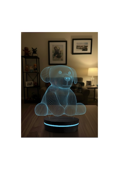 Sevgiliye Ve Çocuklara Hediye 3 Boyutlu Köpek Lamba - Rgb Led Dekoratif Aydınlatma Çok Renkli