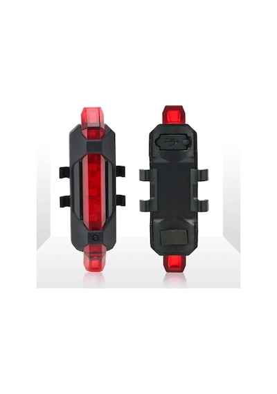 Usb Şarjlı Bisiklet Ön - Arka Far Stop Lambası Seti Çok Renkli