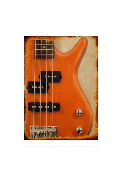 Bedeko Bass Gitar Desenli Ahşap Tablo 35 Cm X 50 Cm