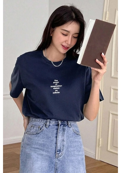 Flood Of Style Unisex Lacivert The Power Of Baskılı Oversize