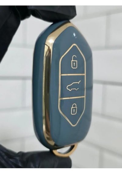 Togg T10x Uyumlu 3 Butonlu Anahtar Koruma Kılıfı Gri Gold Renk