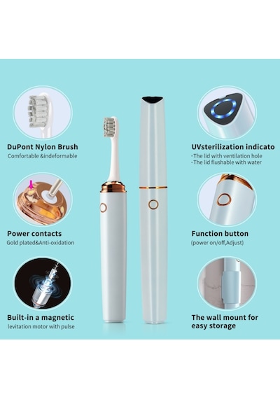 Ht10 Taşınabilir Seyahat Tipi Uvc Sonic Diş Fırçası Kırmızı