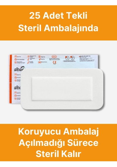 Steril Yara Pedi, Nonwowen 5cmx7,5cm Pansuman Yara Örtüsü, Steril Tekli Paketlerde 25li Kutuda