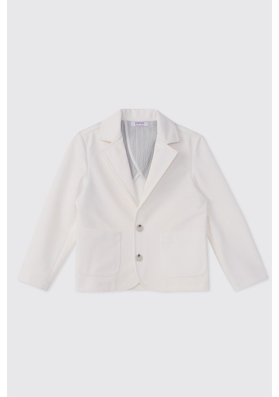 Panço Erkek Çocuk Düğmeli Beyaz Örme Ceket 2611BK22013