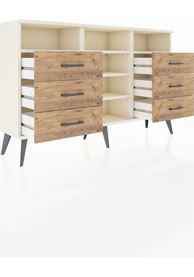 Arges Konsol 5 Raflı 6 Çekmeceli 132x30x83 Aytaşı-aytaşı/çam Aytaşı/çam