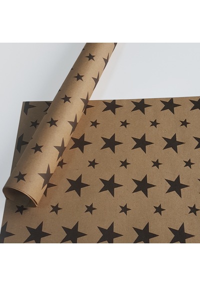 Kraft Ambalaj Kağıdı 70 Gr. Kalın 70X100 CM.6 Adet Yıldız Desen
