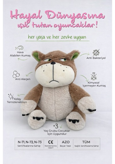 Sevgiliye Yumuşak Kızgın Kötü Kedi Orijinal Model Çocuk Peluş Kedi Oyun Ve Uyku Arkadaşı Kahverengi Kahverengi