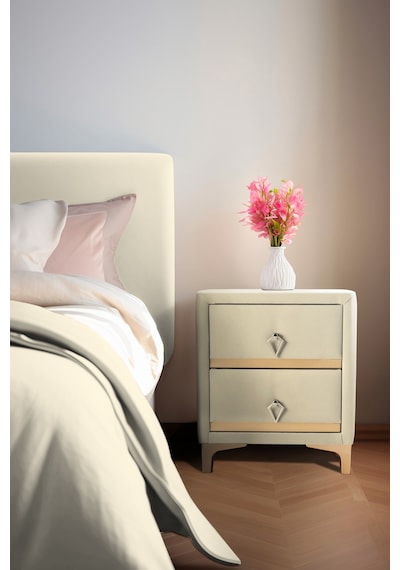 Doppia Linea Gold Iki Çekmeceli Beyaz Komodin- Kumaş Döşemeli Yatak Odası 2 Çekmeceli Komodin Modeli Doppia Linea Gold Iki Çekmeceli Beyaz Komodin- Kumaş Döşemeli Yatak Odası 2 Çekmeceli Komodin Modeli