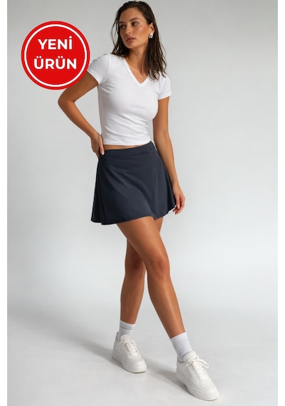 Soft&Basic Kadın Curve Büyük Beden Scuba Kumaş Sporcu Taytlı Şort Etek - Tenis Eteği Antrasit Soft&Basic Kadın Curve Büyük Beden Scuba Kumaş Sporcu Taytlı Şort Etek - Tenis Eteği Antrasit