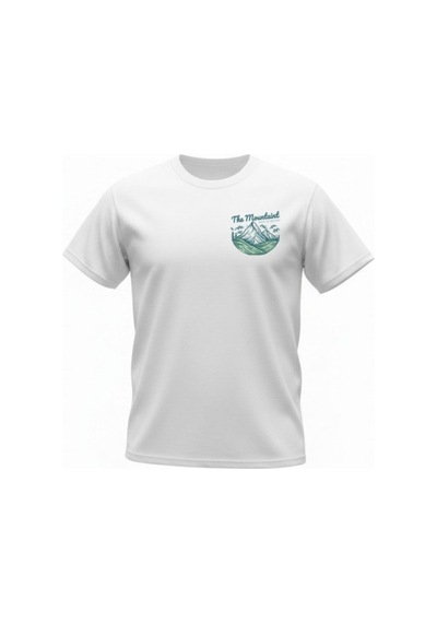 Urbantrendstore Unisex Mountain Desen Minimal Sade Baskı Oversize Fit Rahat Geniş Salaş T-shirt Günlük Tişört Beyaz