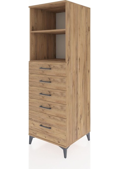 Kronos Dolap 2 Raflı 5 Çekmeceli 60x59x182 Çam-çam Çam