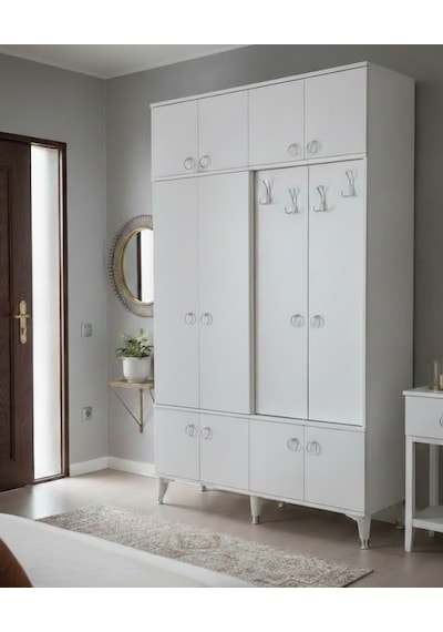 Panora 12 Kapaklı Portmanto Vestiyer Ayakkabılık Dolap Byz - M1 Beyaz