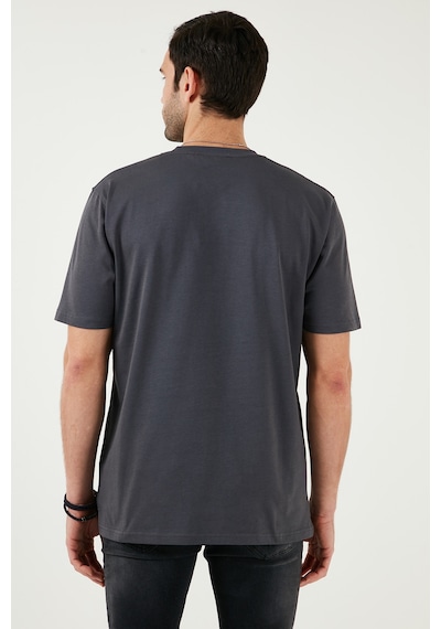 Buratti Pamuklu Relaxed Fit Sıfır Yaka Erkek T Shirt 5905446 Koyu Antrasit