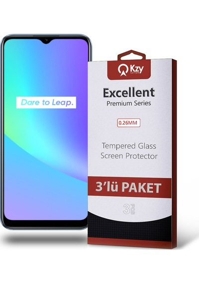Realme C25 ile Uyumlu Kırılmaz Temperli Ekran Koruyucu Cam Ekonomik 3'lü Paket
