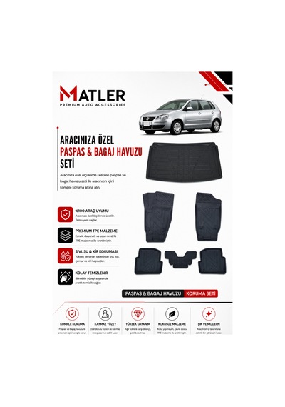Volkswagen Polo 2007 Model 4d Ekstra Havuzlu Paspas Ve Bagaj Havuzu Set