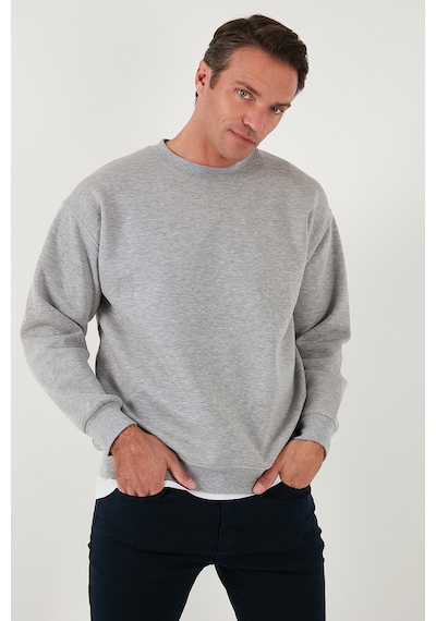 Buratti Regular Fit Bisiklet Yaka Pamuklu Içi Tüylü Yumuşak Şardonlu Erkek Sweat 5905255 Gri Melanj