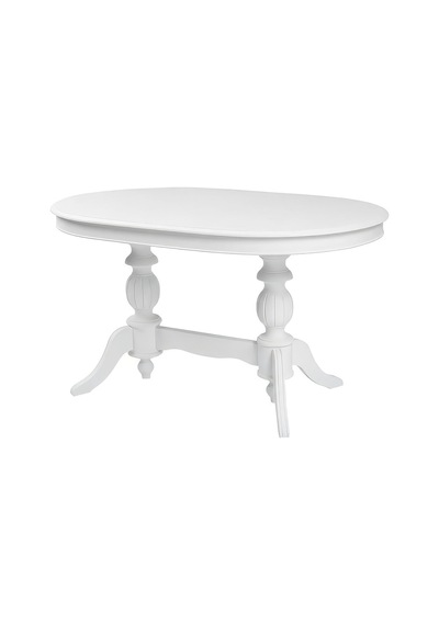 Montclair Çift Baba Ayaklı Masif Ahşap Oval Yemek Masası 90x140 Beyaz