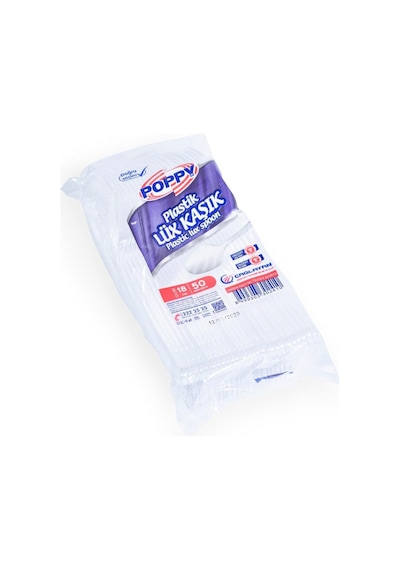 Poppy Plastik Lüx Şeffaf Kaşık - 18 Cm. - 3.2 Gr. -  50 Adet - Paket Şeffaf