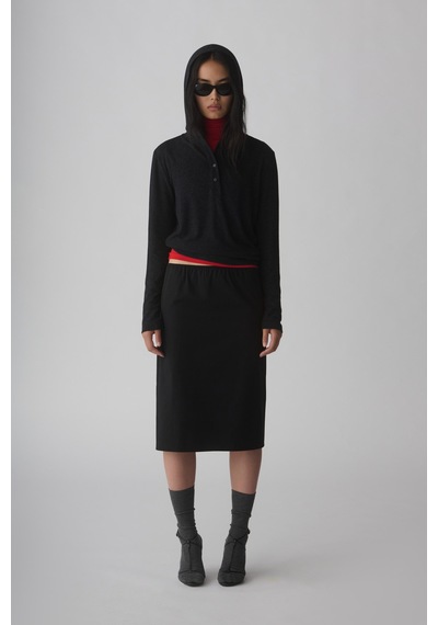 Suud Collection Siyah Midi Gabardin Etek