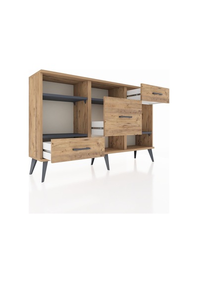 Arges Konsol 4 Raflı 3 Çekmeceli 132x30x83 Çam-antrasit/çam Antrasit/çam Arges Konsol 4 Raflı 3 Çekmeceli 132x30x83 Çam-antrasit/çam Antrasit/çam