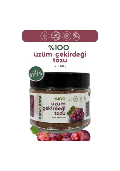 Üzüm Çekirdeği Tozu 150 G Cam Kavanoz - Doğal , Katkısız , Koruyucusuz , Premium