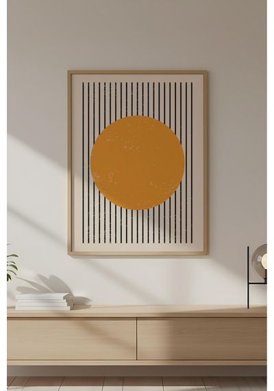 Huhuli Ahşap Çerçeveli Geometrik Tablo Huhu572
